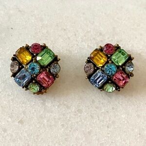 Multi Color Vintage Claudette Clip On Earrings